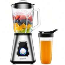 1200W Countertop Blender And Personal Blender Combo For Shake And Smoothies,Fruit Drinks,Sauces Licuadora,52oz Glass Jar+3 Adjustable Speed Control_CBETCL