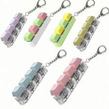 1pc Random Color & Chain Style Squeeze Stress Relief Fidget Cube Keyboard Key Pendant Toy