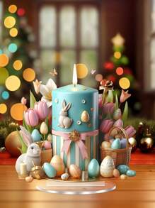 1 vela acrílica bohemia y decoración de huevo de Pascua, decoración de escritorio estilo bohemio 2D, versátil para decoración del hogar y días festivos, adecuado para salas de estar, dormitorios, oficinas, perfecto para regalos de Pascua y Día de la Madre