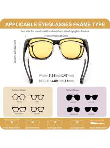KooKeg Night Vision Driving Glasses Anti Glare Fit Over Glasses For Men Women Polarized Nighttime Glasses CK0250 - 008 - Xem 5