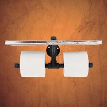 7Penn Wall-Mounted 2 Roll Toilet Paper Holder With Double Shelf - Stylish Farmhouse Decor Accessory