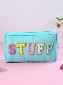 1pc Best-Selling Waterproof Large Capacity Embroidered Letter Cosmetic Bag, Toiletry Pouch - Multicolor - View 7