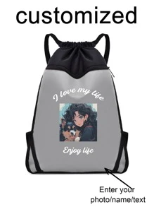 Drawstring Bag Design, Basketball Bag, Football Bag, Sports Shoulder Bag, Lightweight, Foldable, Fashionable, DIY, Customizable Name, Customizable Photo, Gift Bag, Beach Bag, Dance Bag, Marathon Bag, Unique, Portable, All-In-One Customization, Birthday Gift, Men's Bag, Women's Bag, School Bag, Sports Event Bag, Christmas Gift, Christmas Bag, Large Capacity, Contrast Color Design, Streetwear Style, Travel Essential - Multicolor - View 13