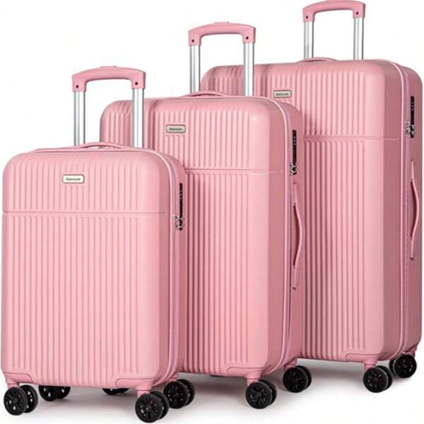 Luggage Sets 3, ABS Hard Shell Lightweight Trolley Travel Suitcase Set With 4 Spinner Wheels TSA Lock For Man Women, 21" + 24" + 28"