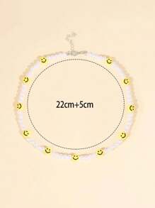 1 pieza Collar de mujer con perla falsa con cara sonriente, adecuado para uso diario