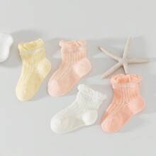 3 Pairs Mixed Newborn Baby & Toddler Anti-Slip Short Mesh Socks For Indoor Crawling, Summer Thin Style