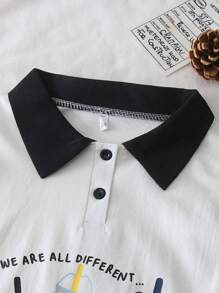 幼儿男孩/女孩夏季无袖 Polo 衫、印花背心 - 白色 - 查看 2