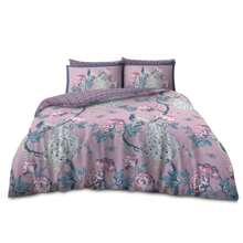 VELVETIO Alexia Printed Duvet Cover Set Peacock Floral Pattern Reversible Bedding With Matching Pillow Case - Pink - View 2