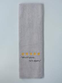1pc, 35x75cm Microfiber 5 Stars Would Poop Here Again Embroided Hand Towel Funny Prank Theme Towel For Kitchen Bathroom Decor Summer Back To SchoolFor Beauty Salon Home Bathroom