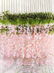 1/6 piezas Flores colgantes de glicinia, guirnalda de flores de glicinia rosa para decoración de arco de recepción de boda, fiesta de hadas al aire libre, hogar, regalos de cumpleaños, decoración interior y exterior, florero, decoración, regalo, boda, artículos de boda, decoración de boda, decoraciones artificiales para 4 estaciones, puerta, hotel, restaurante, sala de estar, dormitorio, cocina, jardín, rosa, rosa decorativa, estilo decorativo, decoración de jardín, planta exterior, jardinería, flores artificiales