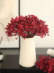 6Pcs Artificial Babys Breath 8.67" Gypsophila Greenery Sprays, Burgundy Babys Breath Artificial Flowers Real Touch White Fake Flowers For Wedding Bouquets Centerpieces Floral Arrangements And Decorations