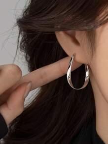 1 pieza Pendientes de aro sin fin minimalistas de plata de ley 925 hipoalergénicos, aptos para mujeres