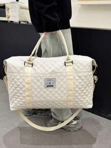 1 Pc Travel Bag Gym Bag Weekend Bag Luggage Bag Handbag Large Capacity Durable Expanded With Zipper For Business Travel Vacation Holiday Hospital Back To School Casual - White - View 4