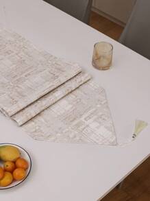 1 pieza Camino de mesa decorativo de jacquard metálico con patrón geométrico, adecuado para la decoración de la sala de estar y el comedor, decoración de otoño, decoración de otoño, decoración de la habitación - fragante - Ver 3