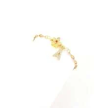 1pc New Fashion Gold Color Pave Zirconia Flower Initial Classic Stainless Steel Lip Chain Bracelet For Women