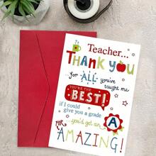 "Thank You For Your Help, Teacher" Warm Thank You Card With Envelope (12cm By 17cm), Deepest Thanks To Tutors, Teachers, Coaches And Professors, From Students And Parents, Best Teachers, Beautiful Thank You Card - Multicolor - View 6