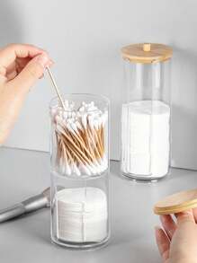 1pc Swab Holder, Makeup Remover Pad Dispenser, Covered Makeup Remover Pad Storage Box, Transparent Cosmetic Organizer, Bathroom Makeup Swab & Pad Holder