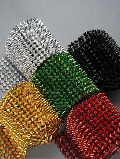 0.5/1yard Delicate Conical Plastic Rivet Spikes, Mesh Rivet Stud Cones, Suitable For Halloween, Christmas Decoration, Jacket, Clothing, Shoes, Bags, Arts & Crafts, Multi-Colors