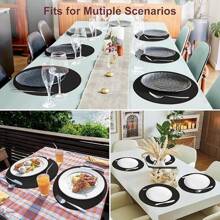 4pcs Brown Faux Leather Patterned Placemats/Coasters, Washable And Wipe-Clean, Suitable For Dining Room And Kitchen - Multicolor - View 5