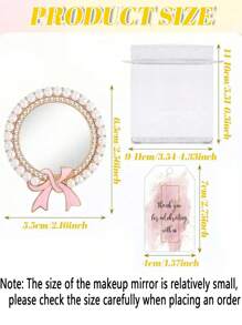 30pcs/15pcs Gold/Silver Bow Round Makeup Mirrors, Bridal Shower Gift Packaging Set, Contains 5pcs Makeup Mirrors + 5pcs Thank You Cards + 5pcs Organza Bags, Suitable For Spa Overnight, Birthday, Bachelorette Party And Bridal Party Supplies, Perfect For Wedding Souvenirs, Bridesmaids Gifts, Anniversaries, Party Favors - Multicolor - View 4