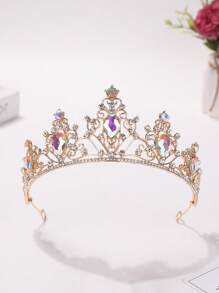 1 pieza Diadema tipo corona de princesa con diamantes para niñas, estilo lujoso de princesa - Multicolor - Ver 1
