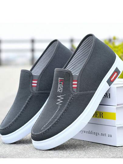 2024 Novos Sapatos Masculinos Confortáveis e Respiráveis de Lona, Mocassins Casuais Sem Cadarço