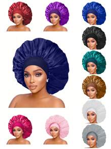 1 Pezzo Cuffia in seta per dormire, cuffia da notte in raso, cuffia da notte in seta con fascia elastica morbida, avvolgimento per capelli in seta per capelli ricci