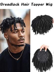 Funkige lockige Zopf Perücke, kurze synthetische Halbperücke mit einfach aufklippbaren Zöpfen, hitzebeständig, ideal für dünnes Haar & Feierlichkeiten, Perücken Accessoires Dreadlocks Haarverlängerungen Musikfestival Toupet Afro Haar für Frauen und Männer Topper Hairpieces