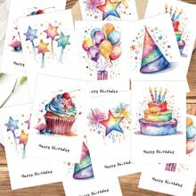12 Tarjetas de cumpleaños, Tarjetas de felicitación de cumpleaños con estilo acuarela, Deseos de cumpleaños, Regalos de cumpleaños, Impresiones de alta calidad, Tarjetas de cumpleaños para amigos, familia, Tarjetas de cumpleaños lindas - Multicolor - Ver 1