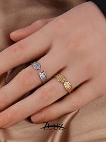 1pc Fashion Stainless Steel Wing Charm Ring For Women Open Ring Jewelry Best Friends Gifts Suitable Daily Wear - Ring - View 3