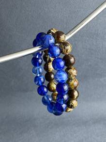 2025 New Hot Selling Amber Resin Bead Bracelet, Single Strand Round Bead Bracelet, Fashionable Men's Jewelry, Elastic Buddha Bead Bracelet, Valentine's Day Gift, Gift For Boyfriend, Gift For Dad - Bracelet - View 2