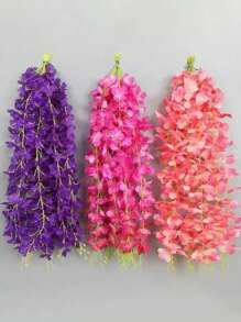 10pcs/Pack Artificial Wisteria Flower Strips Wedding Home Decoration Balcony Hanging Plastic Ceiling Flower Vine Flower String Gifts Birthday Graduation
