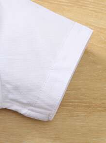 1 Stück Kinder Lässig Hemd mit einzelner Tasche und Blumenkragen, weiß, zum Tragen im Frühling/Sommer, geeignet für Strand, Freizeitpartys, Geburtstagsfeiern, Ansprachen junger Gastgeber