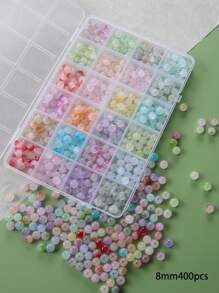 160pcs/400pcs/300pcs/8mm/840pcs6mm Gradient Multicolor Glass Round Beads For Bracelets, Necklaces, Earrings, Jewelry, Jewelry Making, Beads, Crystal Beads, DIY Crafts, Crystal Sets, Healing Chakra Beads, Suitable For Holiday Decoration, Wedding Decoration, Valentine's Gifts. Accessories Include Two Elastic Wires, 1 Scissors, And 60 Beads