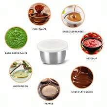 2/4/6/8/12 Pcs 304 Stainless Steel Salad Dressing Containers - 1.35 Oz Portable Sauce Cups With Leakproof Clear Lids, Reusable Seasoning Jars For Bento/Work/School/Picnic/Outdoor Activities/Travel/Back To School Accessories