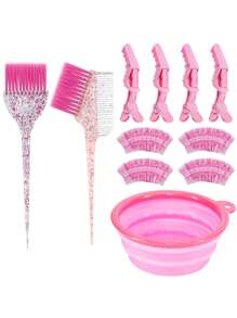 12 pièces Kit de décoloration des cheveux Produits professionnels de coloration des cheveux avec pinceau à coloration, bol à coloration, cache-oreilles, pinces à cheveux pour coloration de salon, coloration des cheveux à la maison, mèches, rentrée scolaire, accessoires de voyage, essentiels pour les vacances, accessoires pour cheveux pour femmes