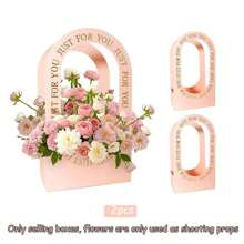 2/6/8个装可折叠纸花篮，手持式婚礼花束礼品袋，花卉包装，插花篮，婚礼装饰礼品，生日派对必备 - 彩色 - 查看 16