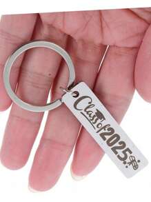 2025毕业季钥匙扣 锁扣毕业帽钥匙扣 不锈钢字母休闲可爱优雅不锈钢毕业礼物 - 銀色 - 查看 2