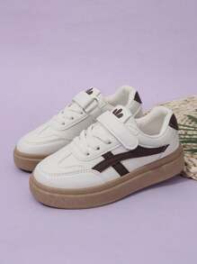 1 Pair Kids' Casual Soft Bottom Sports Shoes, Boys/Girls Versatile Little White Sneakers, Spring/Autumn - Brown - View 4