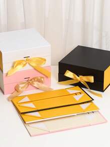 Hộp quà tặng hình vuông có thể gập lại, hộp quà tặng từ tính sang trọng nhiều màu sắc - màu đen - Xem 3