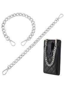 1pc 12 Inch Silver Short Purse Extender Chain Flat Chain Strap Metal Bag Strap Replacement For DIY Metal Shoulder Hand Bag Wrist Bag Extended Crossbody Bags Decorations Purses Beach Vacation - Black - View 4