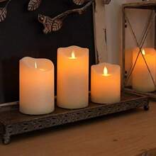 3 Packs Flickering Flameless Candles With Remote, Battery Operated Fake Candles With Timer, Realistic LED Electric Pillar Candles For Home Wedding Birthday Christmas Decoration - 白色 - 查看 3