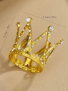 1/2/3/5/6/10 件迷你小号水钻皇冠金色迷你皇冠蛋糕装饰适用于插花派对生日婚礼装饰 - 金色 - 查看 10