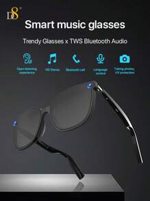 D8 handgefertigte Diamant-Smart-Brille mit Knochenleitung (Musik & Anrufe) für intelligente Geräte, für Damen und Herren, zum Anschließen an Handy & Tablets, zum Radfahren, Spielen, Musikhören oder Handyieren, um mit der Außenwelt in Kontakt zu bleiben.