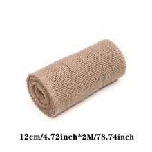 1 件天然质朴粗麻布黄麻织物厨房桌布适用于婚礼复古黄麻丝带 DIY 工艺品户外桌旗和椅背织物家庭派对装饰