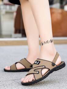2025 New Summer Men's Brown Leather Sandals, Driving Wear-Resistant Non-Slip Beach Slippers
