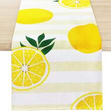 1 pieza Camino de mesa con estampado de limón, adecuado para fiestas interiores/exteriores, decoración del hogar de primavera y verano, decoración de mesa de primavera y verano
