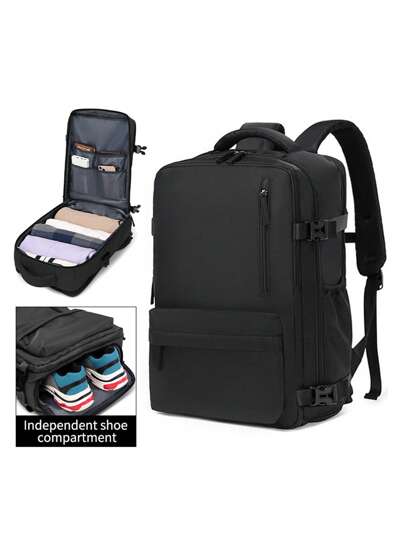 带 USB 端口的多功能背包，大容量背包，适合旅行、户外、露营、笔记本电脑，耐用尼龙简约时尚背包，适合大学/商务