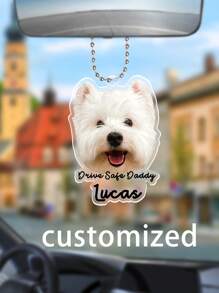 个性化宠物照片亚克力汽车吊坠 - 迷人宠物头像照片和名字吊坠 - 可爱猫咪吊坠、驾驶安全汽车吊坠、汽车/背包/钥匙链装饰吊坠