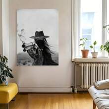 Framed 1pc Western Cowgirl With Six-Shooter Revolver, Wild West Frontier, Vintage Western Style, Bar Decor, American Theme, Farmhouse Art Poster, Fun Canvas Wall Art For Home, Bedroom, Kitchen, Living Room, Bathroom, Hotel, Cafe, Office Decoration